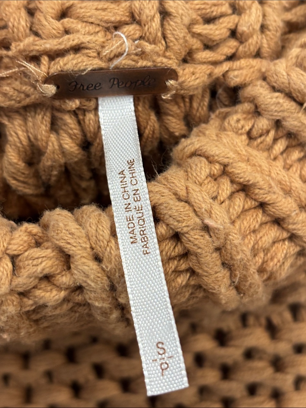 Free People Chunky Knit Turtleneck Sweater in Camel Brown Women SP - Picture 5 of 9